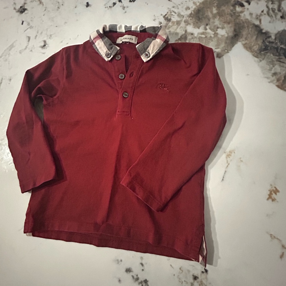 Burberry Burgundy Long Sleeve Kids Shirt